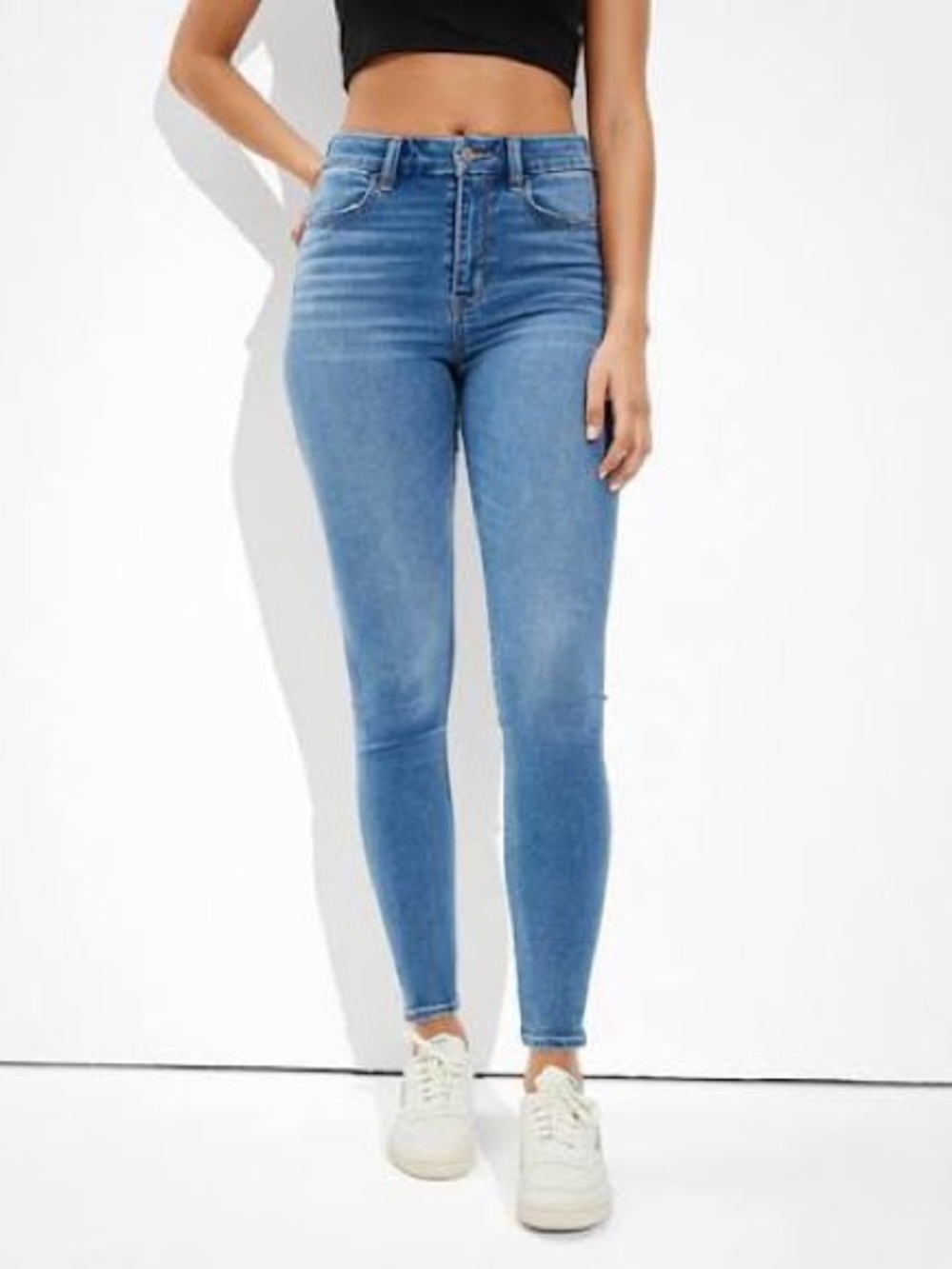 American Eagle AE Forever Soft Skinny Jeans Size 4 Long Light Wash